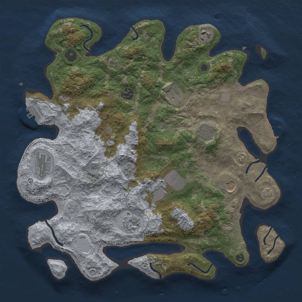 Rust Map: Procedural Map, Size: 3800, Seed: 7690171, 17 Monuments