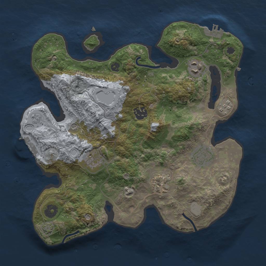 Rust Map: Procedural Map, Size: 3000, Seed: 27970, 14 Monuments