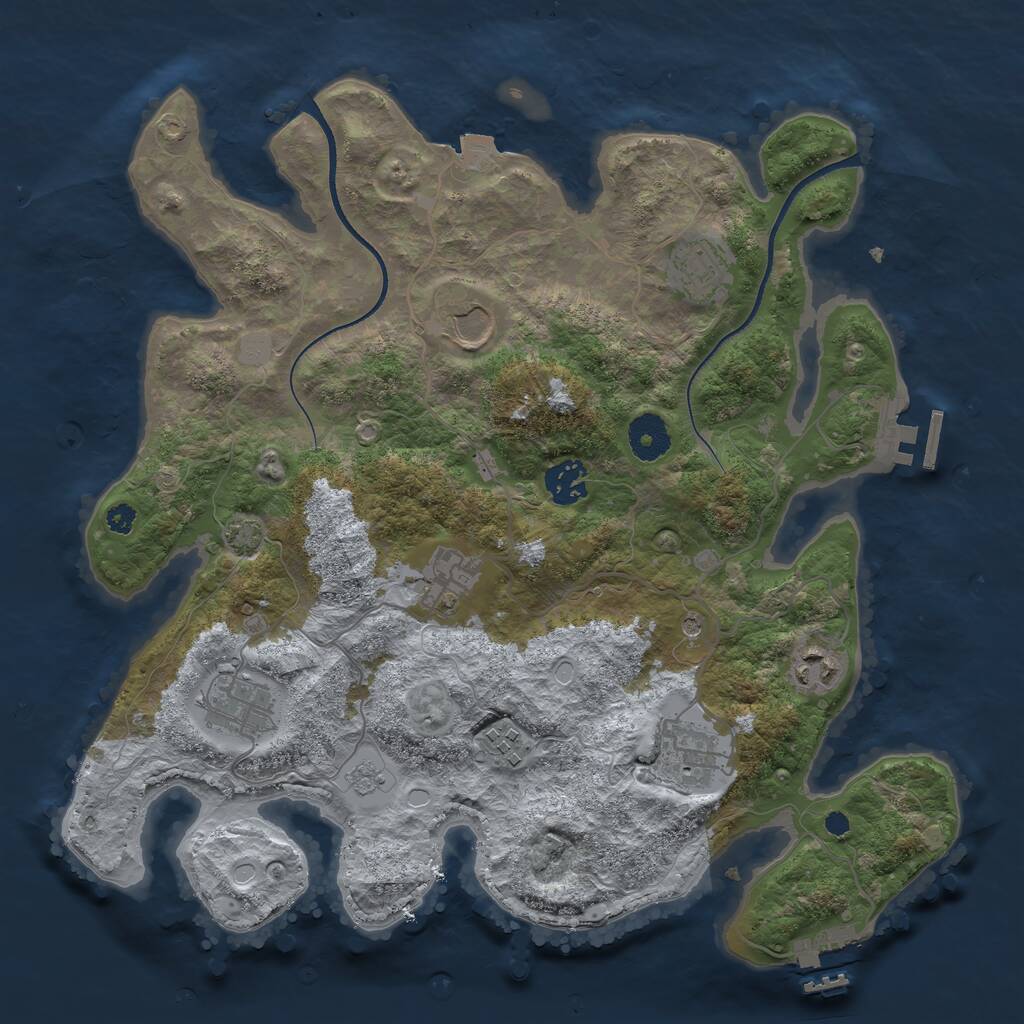Rust Map: Procedural Map, Size: 3500, Seed: 57099895, 14 Monuments