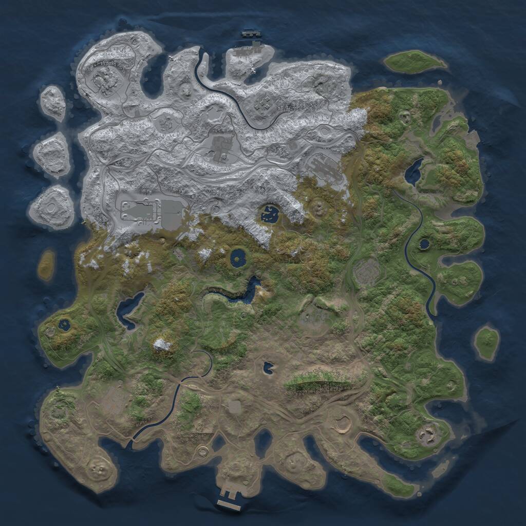 Rust Map: Procedural Map, Size: 4500, Seed: 829469338, 17 Monuments