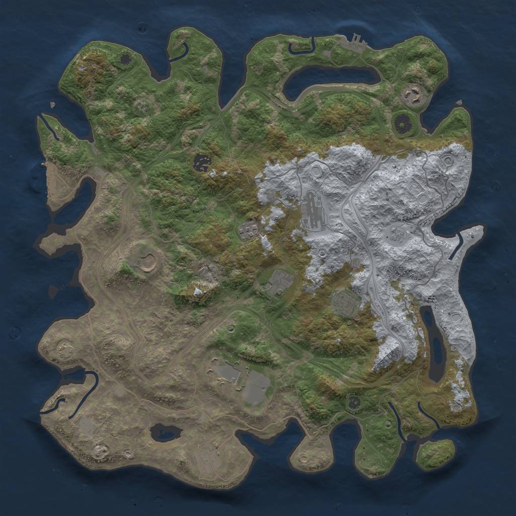 Rust Map: Procedural Map, Size: 4250, Seed: 629562915, 17 Monuments