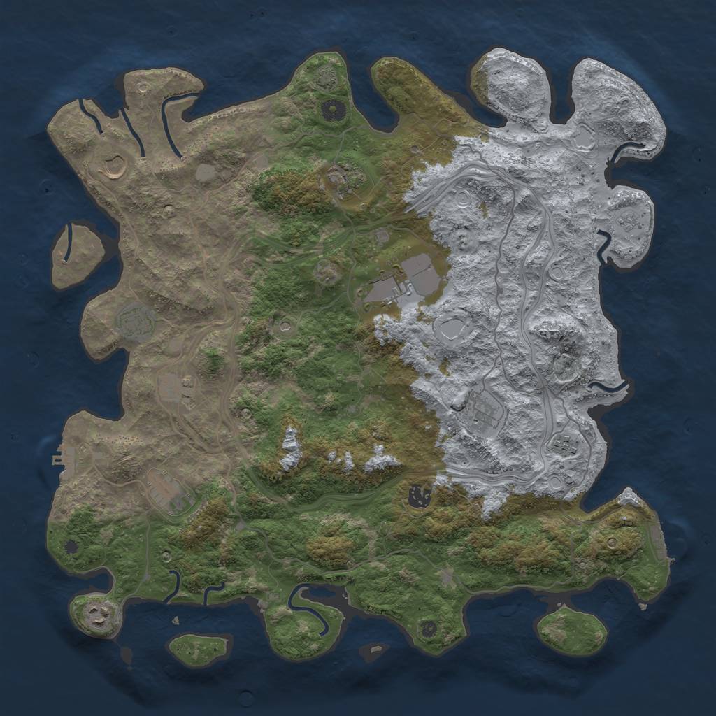 Rust Map: Procedural Map, Size: 4500, Seed: 1634, 18 Monuments