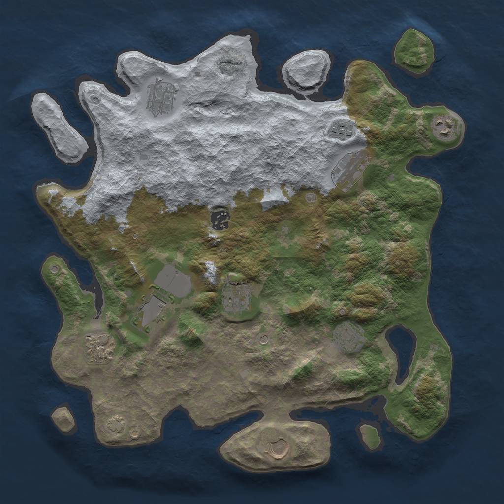Rust Map: Barren, Size: 3700, Seed: 146040111, 14 Monuments