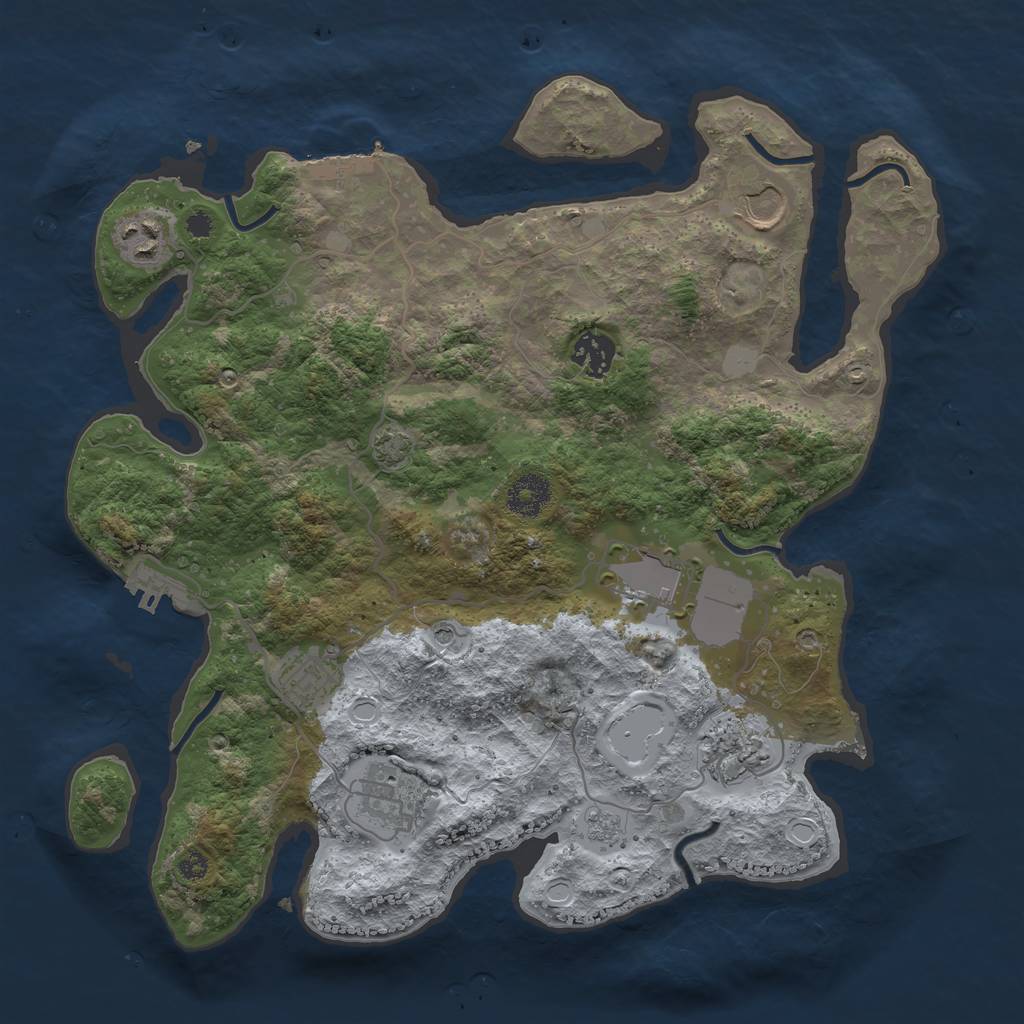 Rust Map: Procedural Map, Size: 3500, Seed: 91319587, 15 Monuments