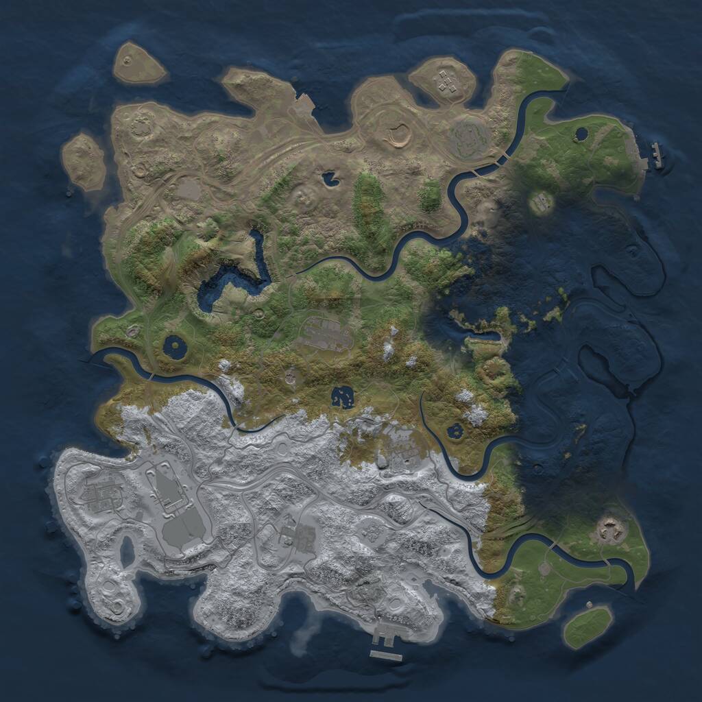 Rust Map: Procedural Map, Size: 4400, Seed: 43783595, 16 Monuments
