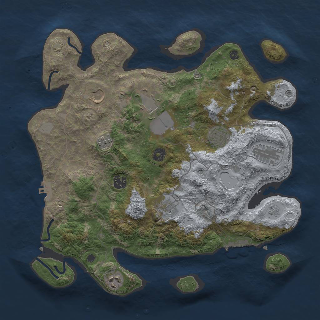 Rust Map: Procedural Map, Size: 3500, Seed: 1225202, 16 Monuments