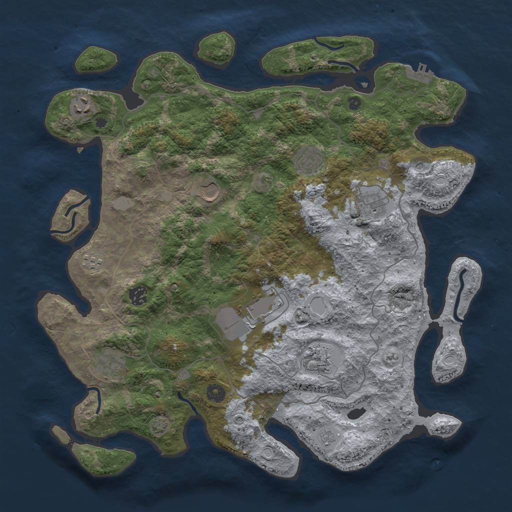 Rust Map: Procedural Map, Size: 4000, Seed: 94828, 16 Monuments