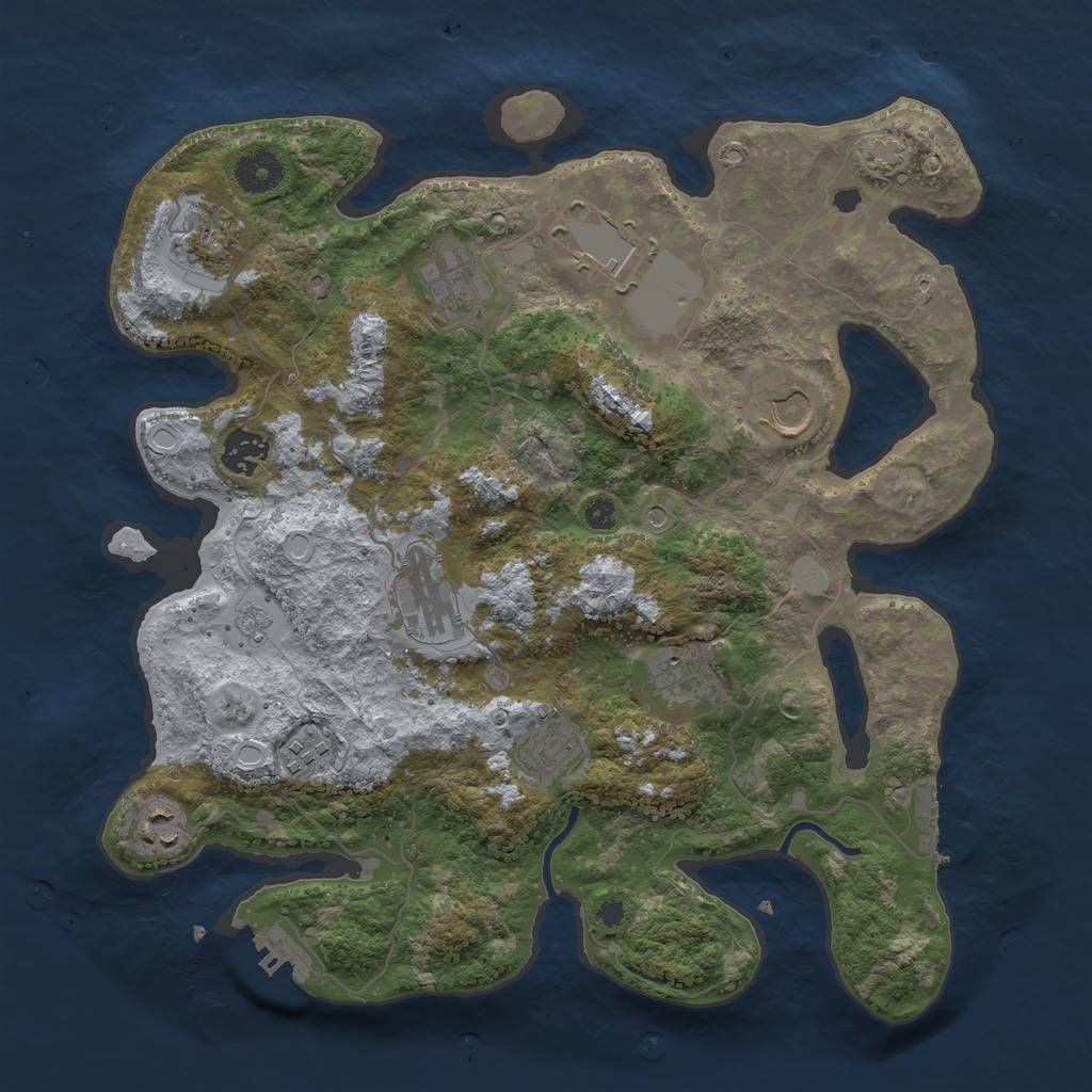 Rust Map: Procedural Map, Size: 3600, Seed: 85012569, 18 Monuments