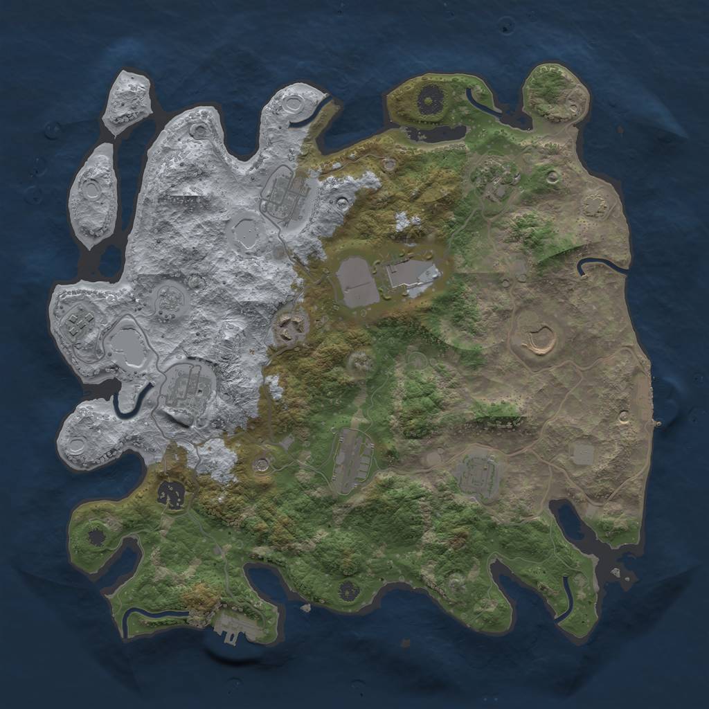 Rust Map: Procedural Map, Size: 3700, Seed: 47575985, 18 Monuments