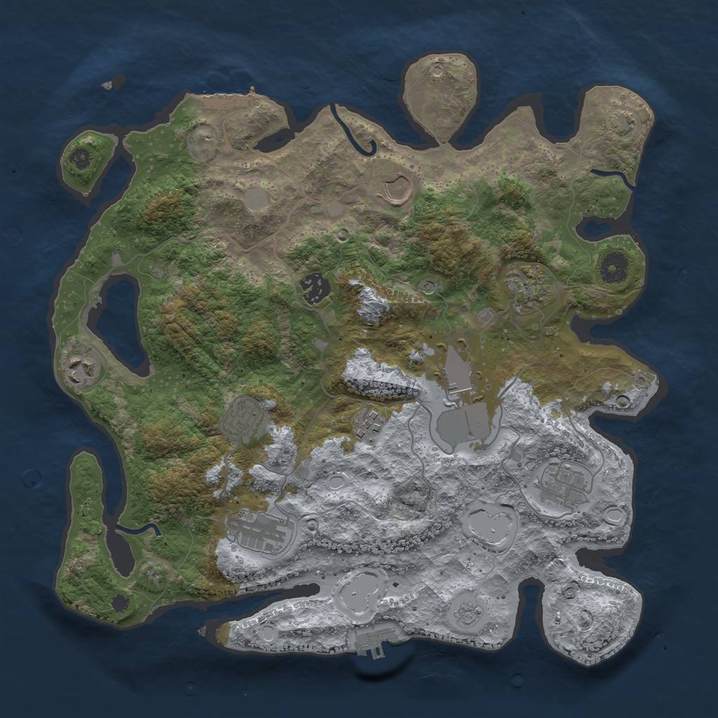 Rust Map: Procedural Map, Size: 3600, Seed: 1375777, 17 Monuments
