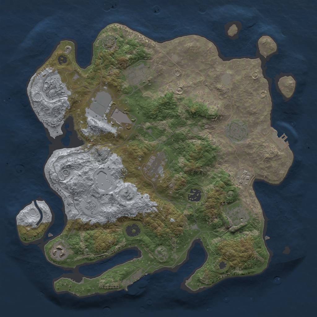 Rust Map: Procedural Map, Size: 3500, Seed: 30473369, 17 Monuments