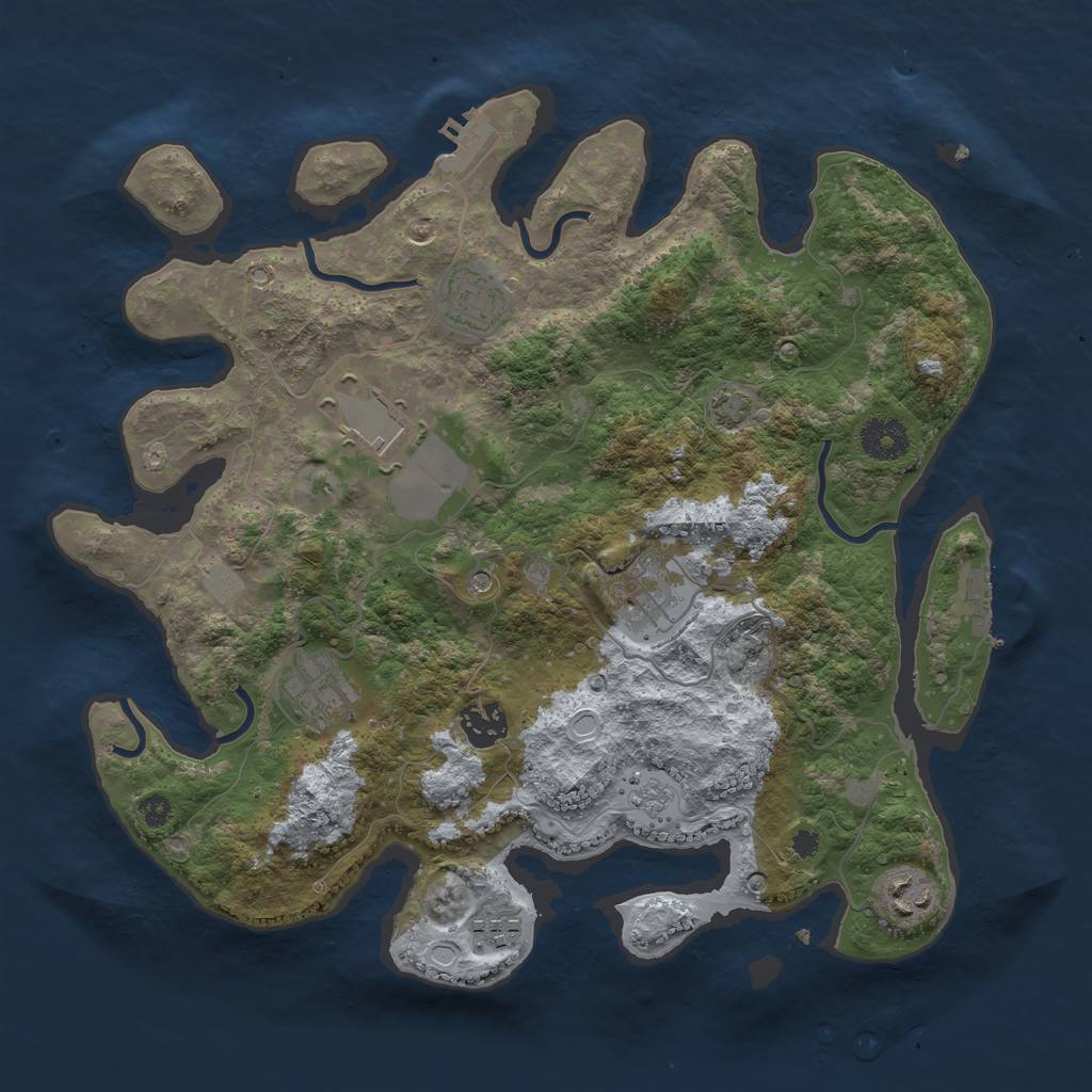 Rust Map: Procedural Map, Size: 3500, Seed: 1128957864, 15 Monuments