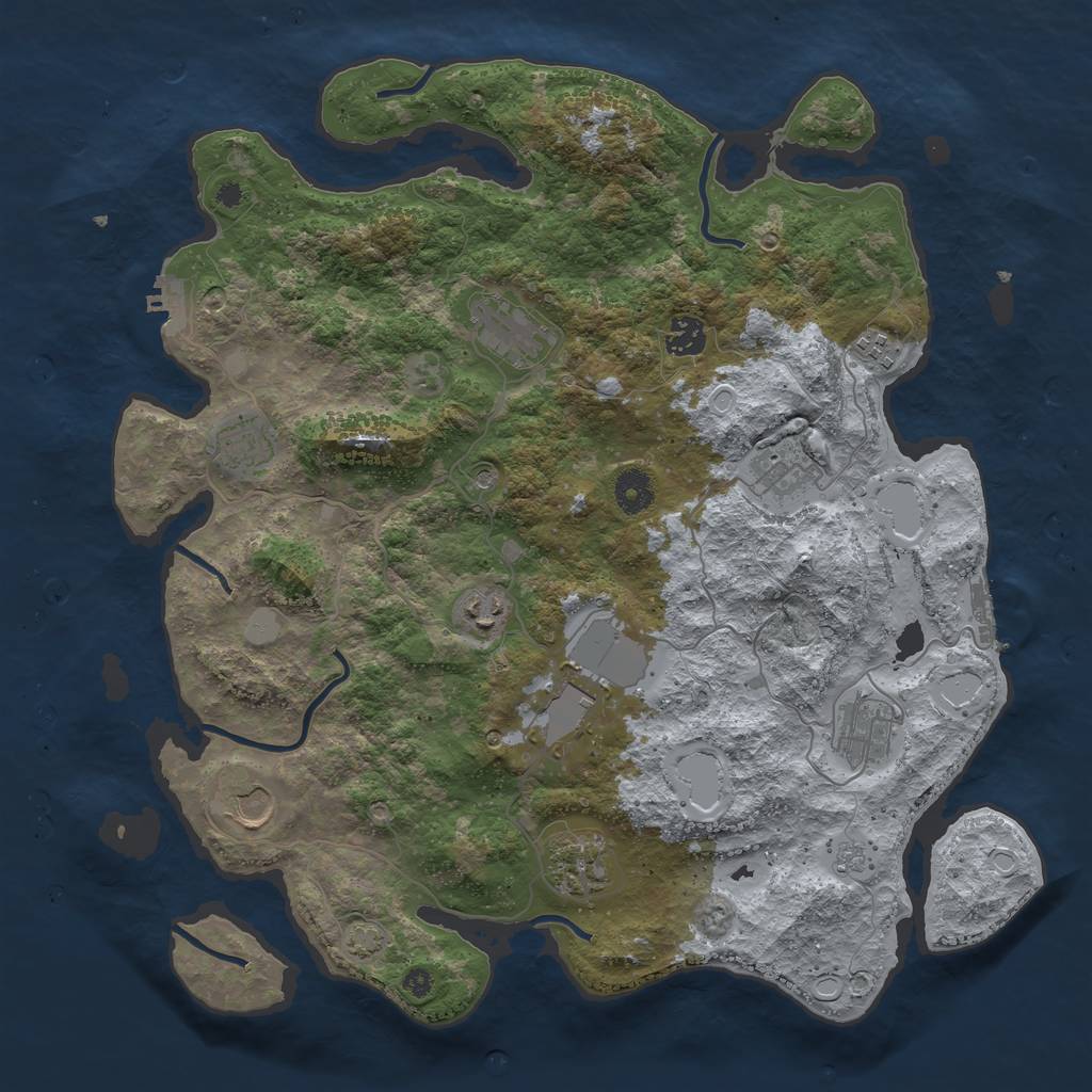Rust Map: Procedural Map, Size: 3950, Seed: 135791592, 18 Monuments