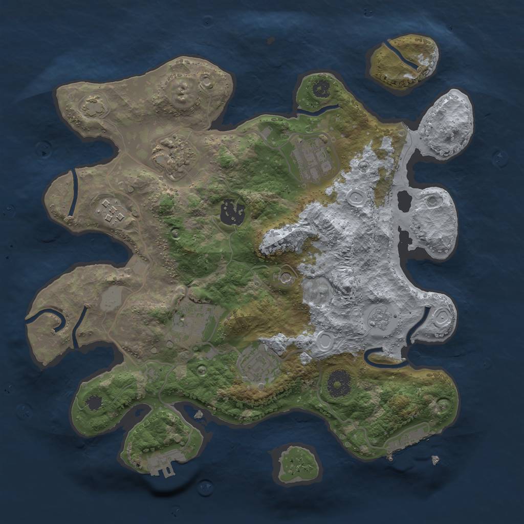 Rust Map: Procedural Map, Size: 3000, Seed: 1489761263, 14 Monuments