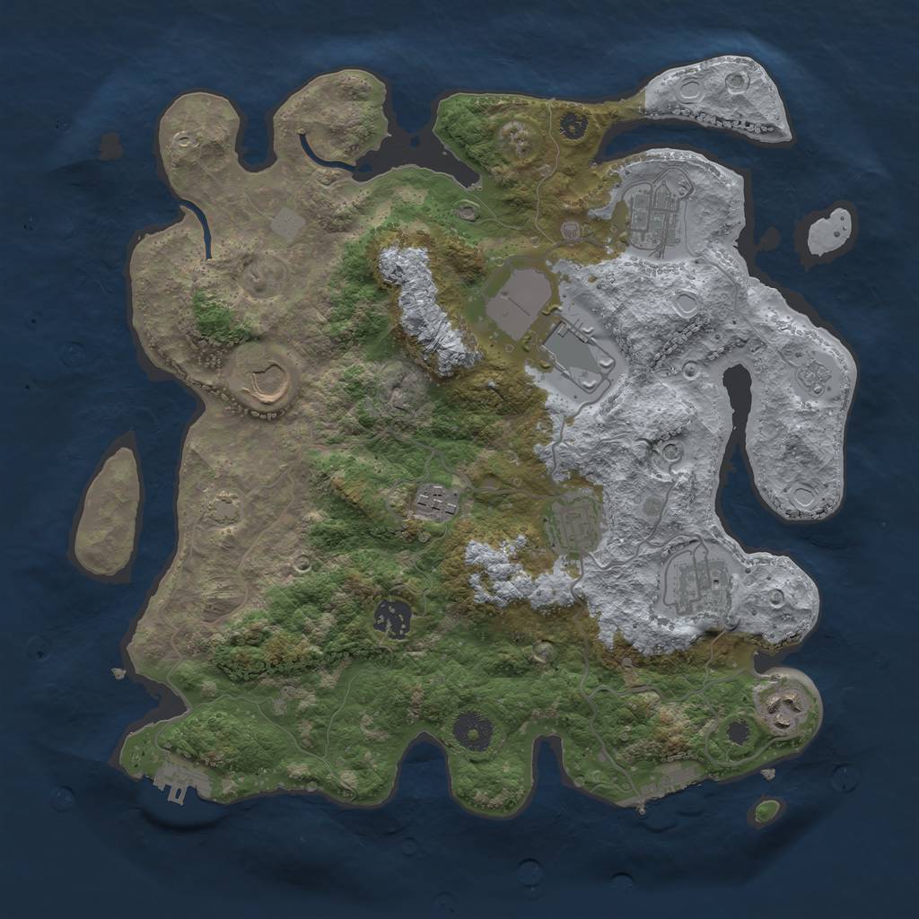 Rust Map: Procedural Map, Size: 3500, Seed: 2100844249, 16 Monuments