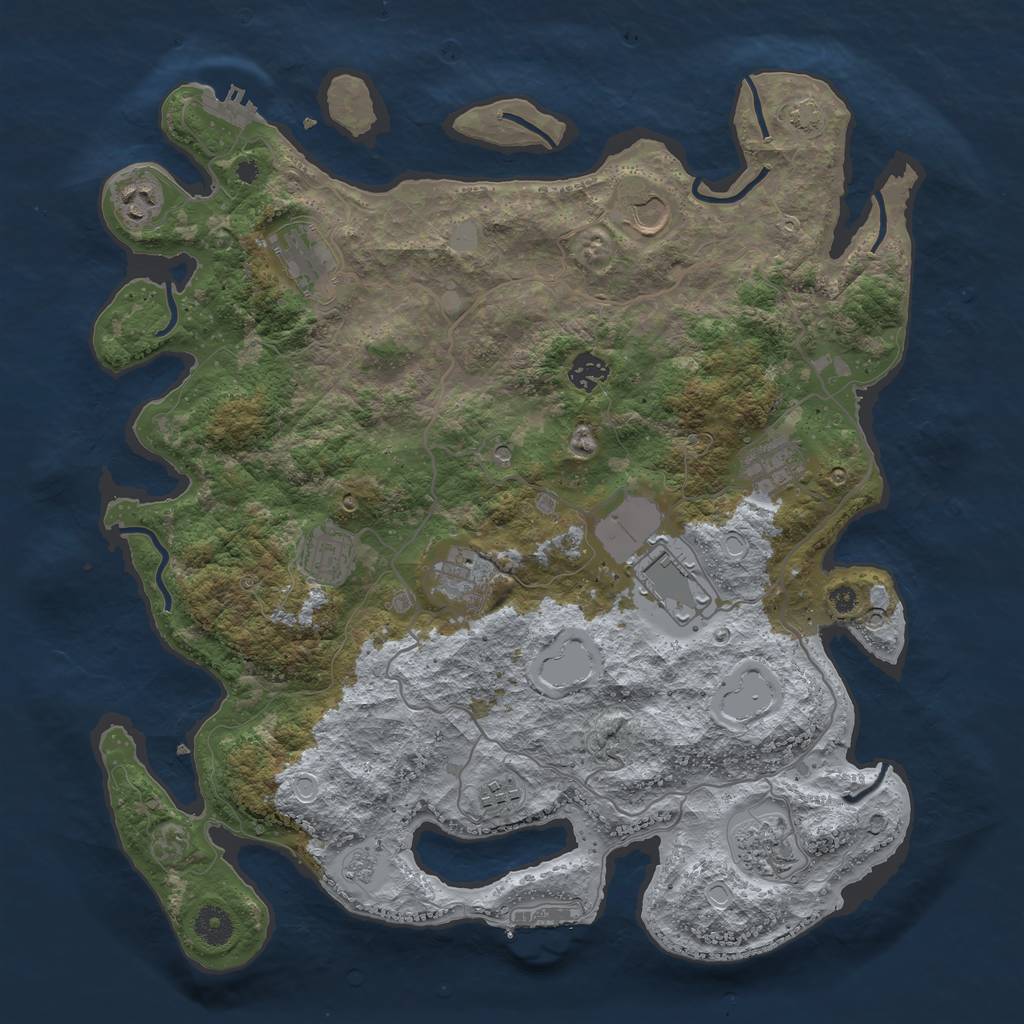 Rust Map: Procedural Map, Size: 4000, Seed: 1715826413, 18 Monuments