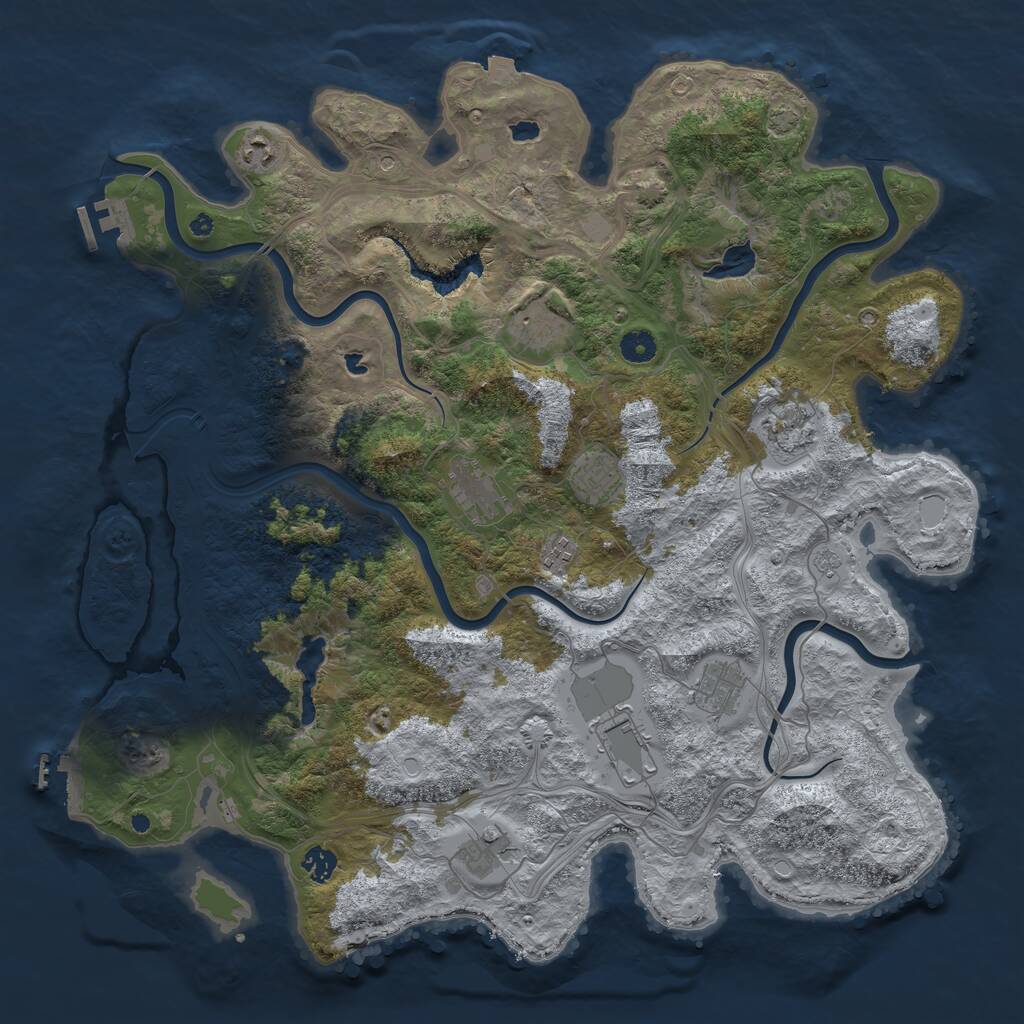 Rust Map: Procedural Map, Size: 4500, Seed: 442441367, 16 Monuments