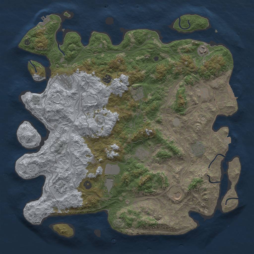 Rust Map: Procedural Map, Size: 4500, Seed: 691356646, 19 Monuments