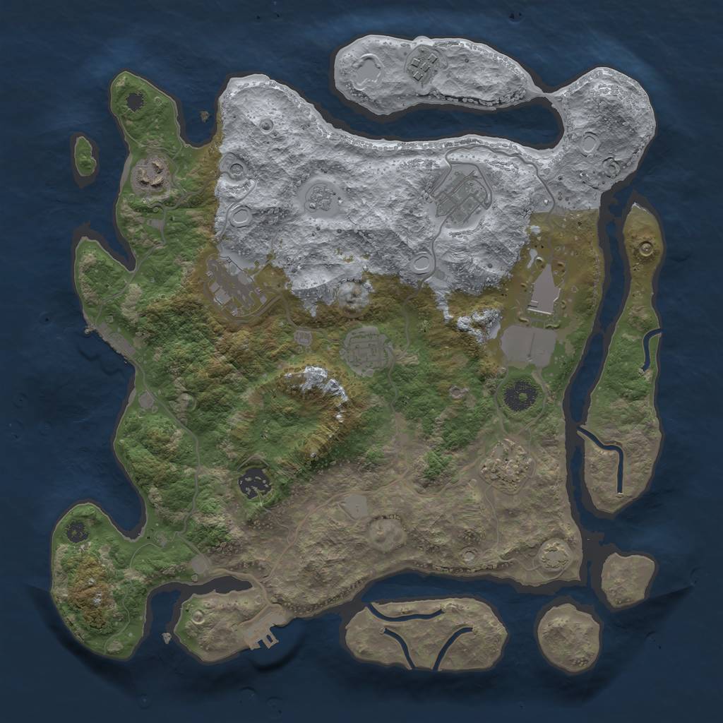 Rust Map: Procedural Map, Size: 3500, Seed: 490490876, 16 Monuments