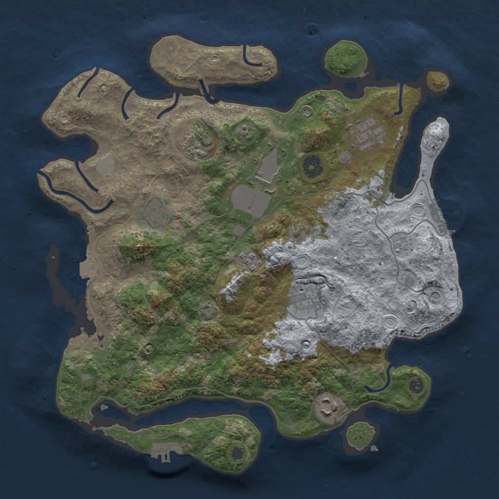 Rust Map: Procedural Map, Size: 3500, Seed: 55488, 15 Monuments