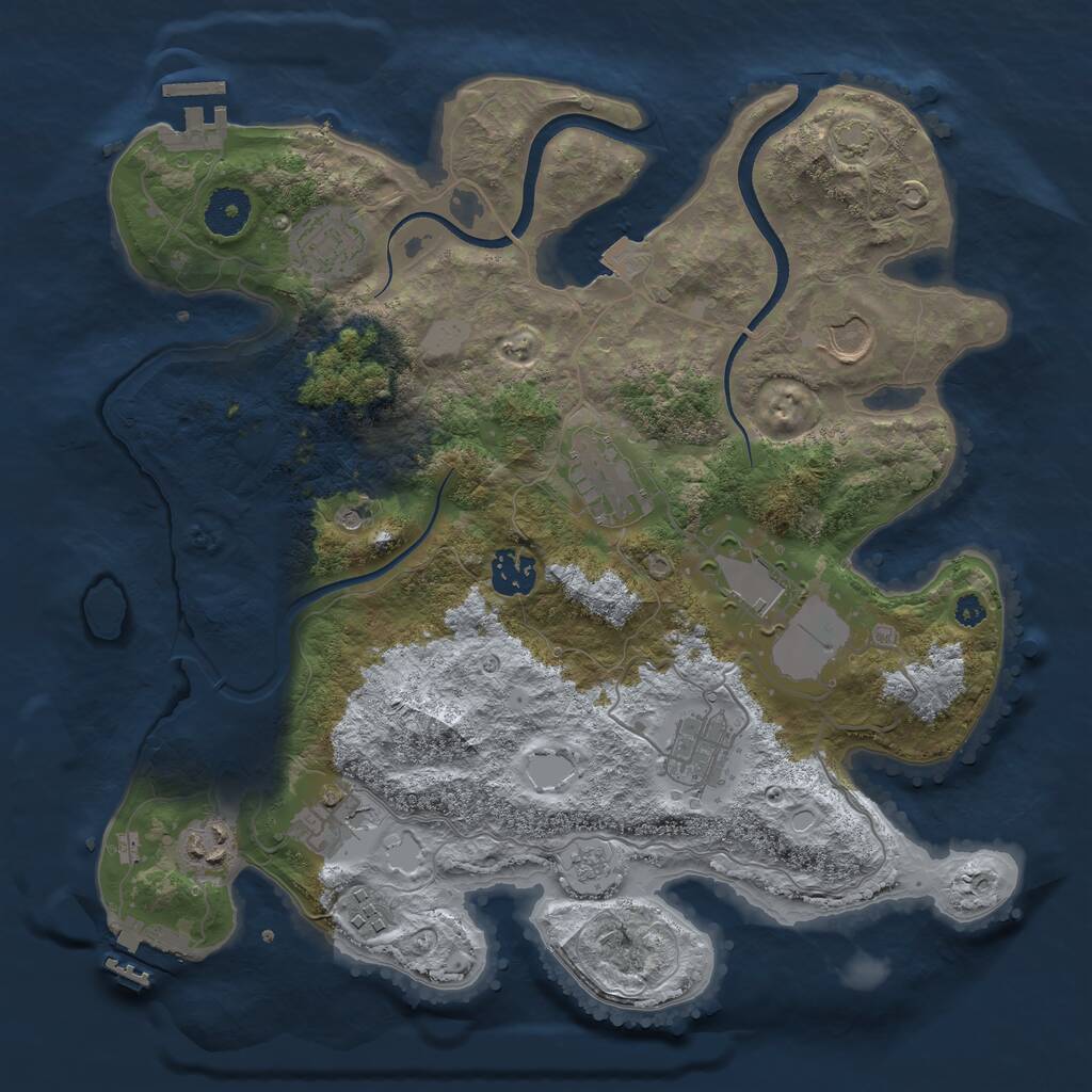 Rust Map: Procedural Map, Size: 3500, Seed: 28624, 15 Monuments