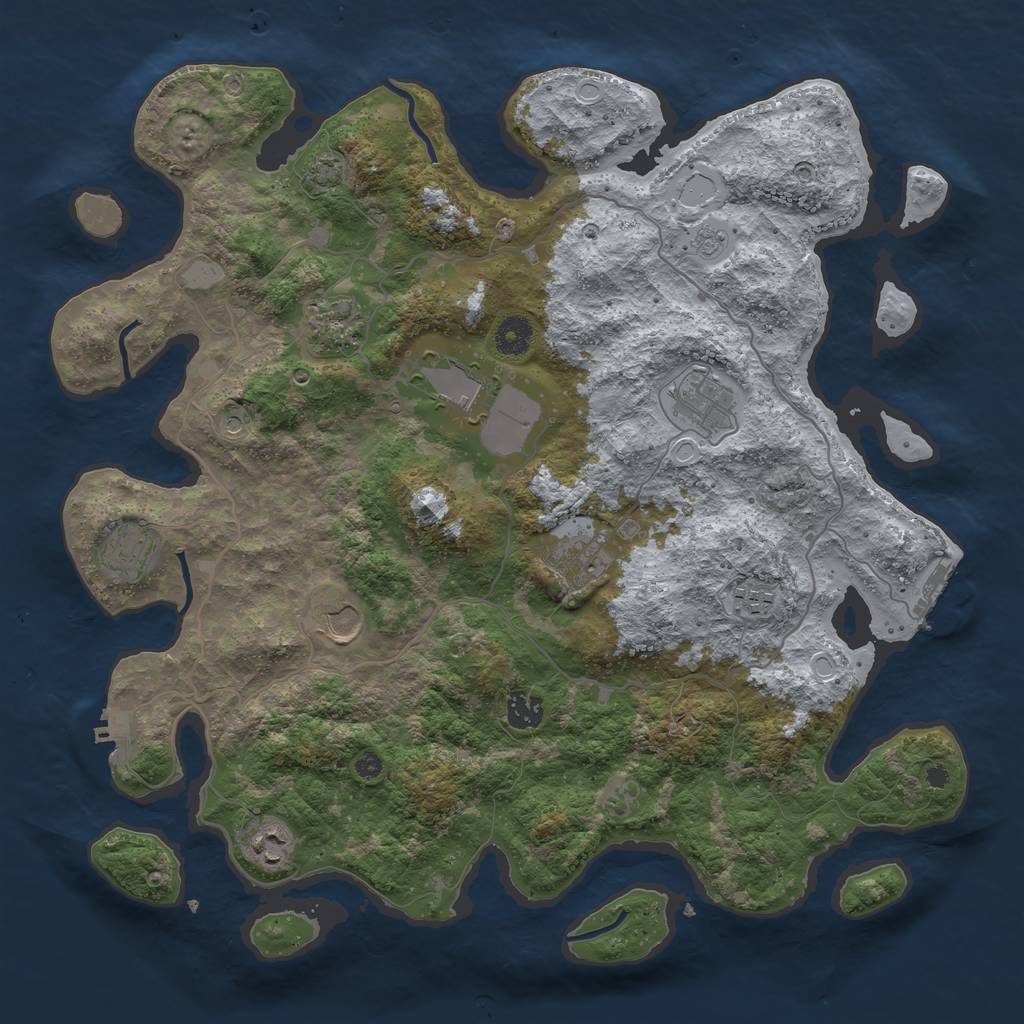 Rust Map: Procedural Map, Size: 4000, Seed: 97962883, 17 Monuments