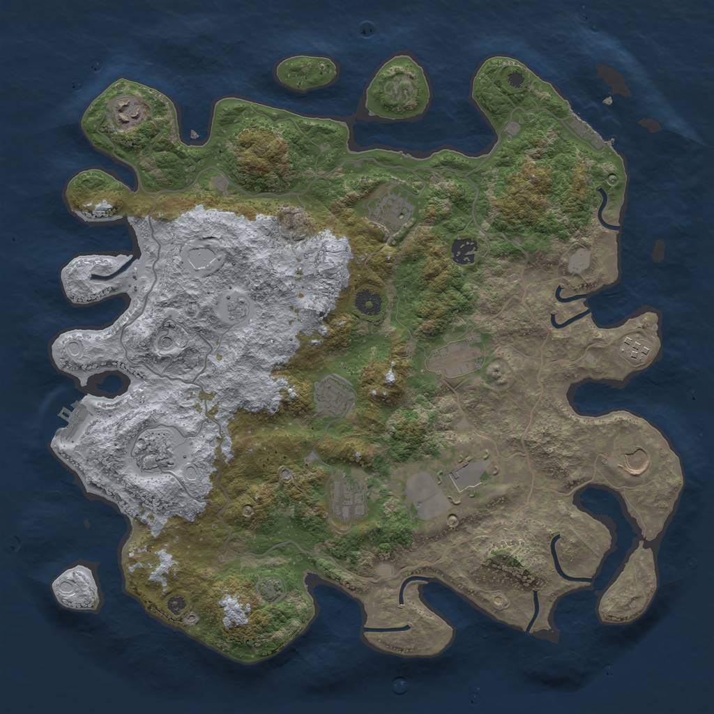 Rust Map: Procedural Map, Size: 4000, Seed: 1910293, 18 Monuments