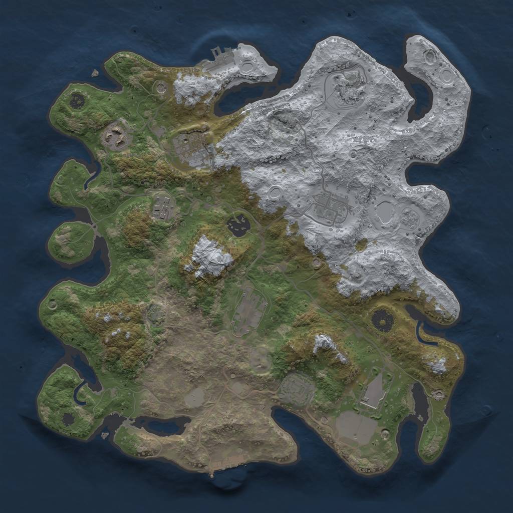 Rust Map: Procedural Map, Size: 3500, Seed: 406333520, 17 Monuments