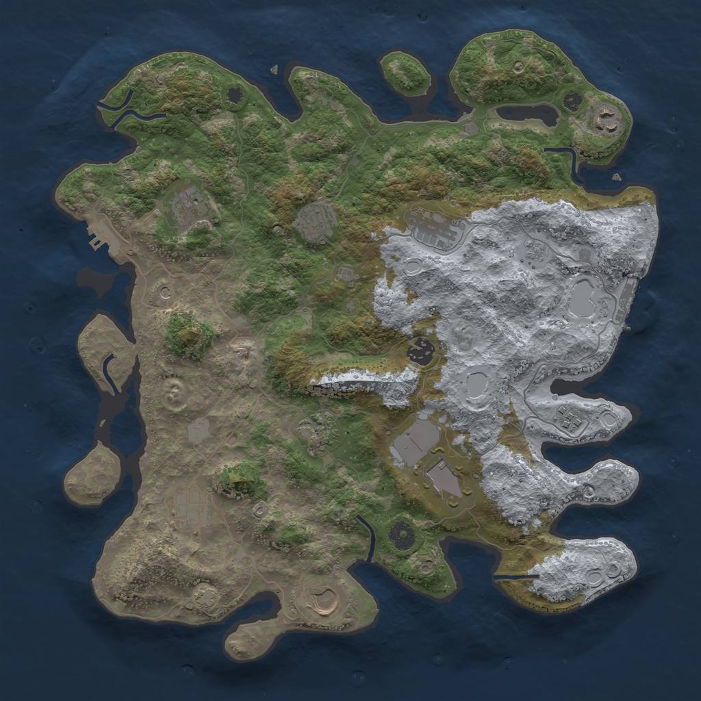Rust Map: Procedural Map, Size: 3950, Seed: 28495755, 18 Monuments
