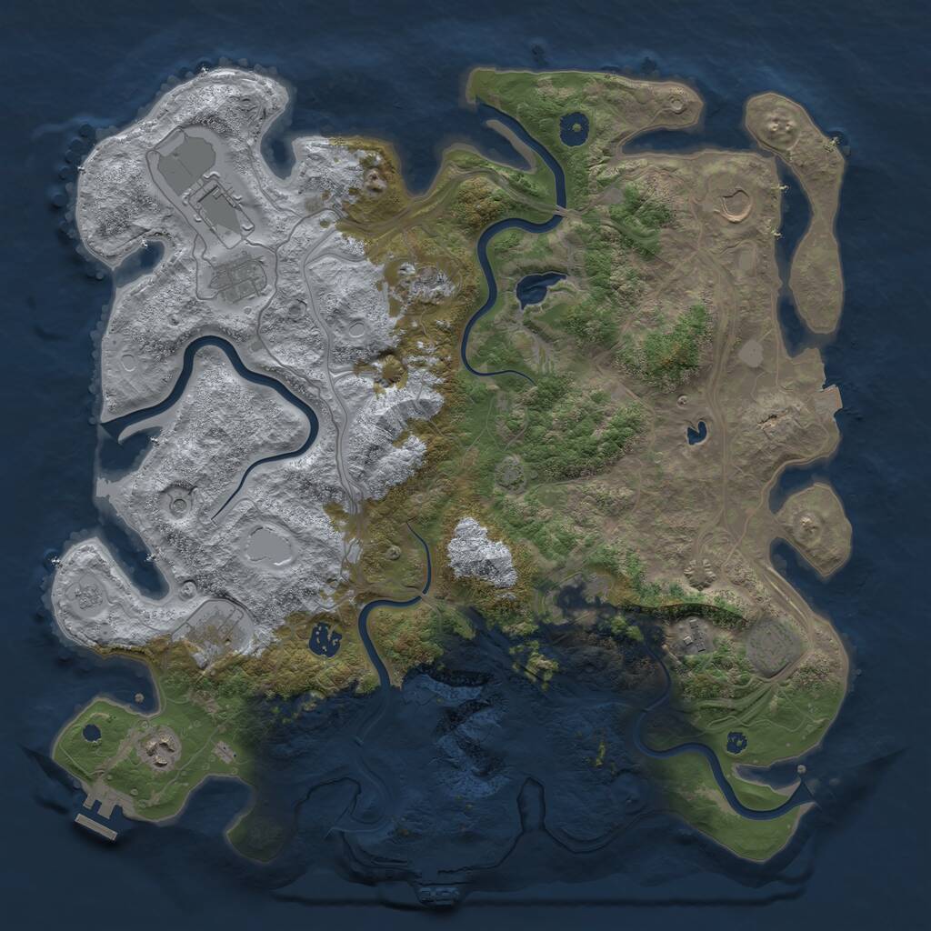 Rust Map: Procedural Map, Size: 4300, Seed: 47541382, 16 Monuments