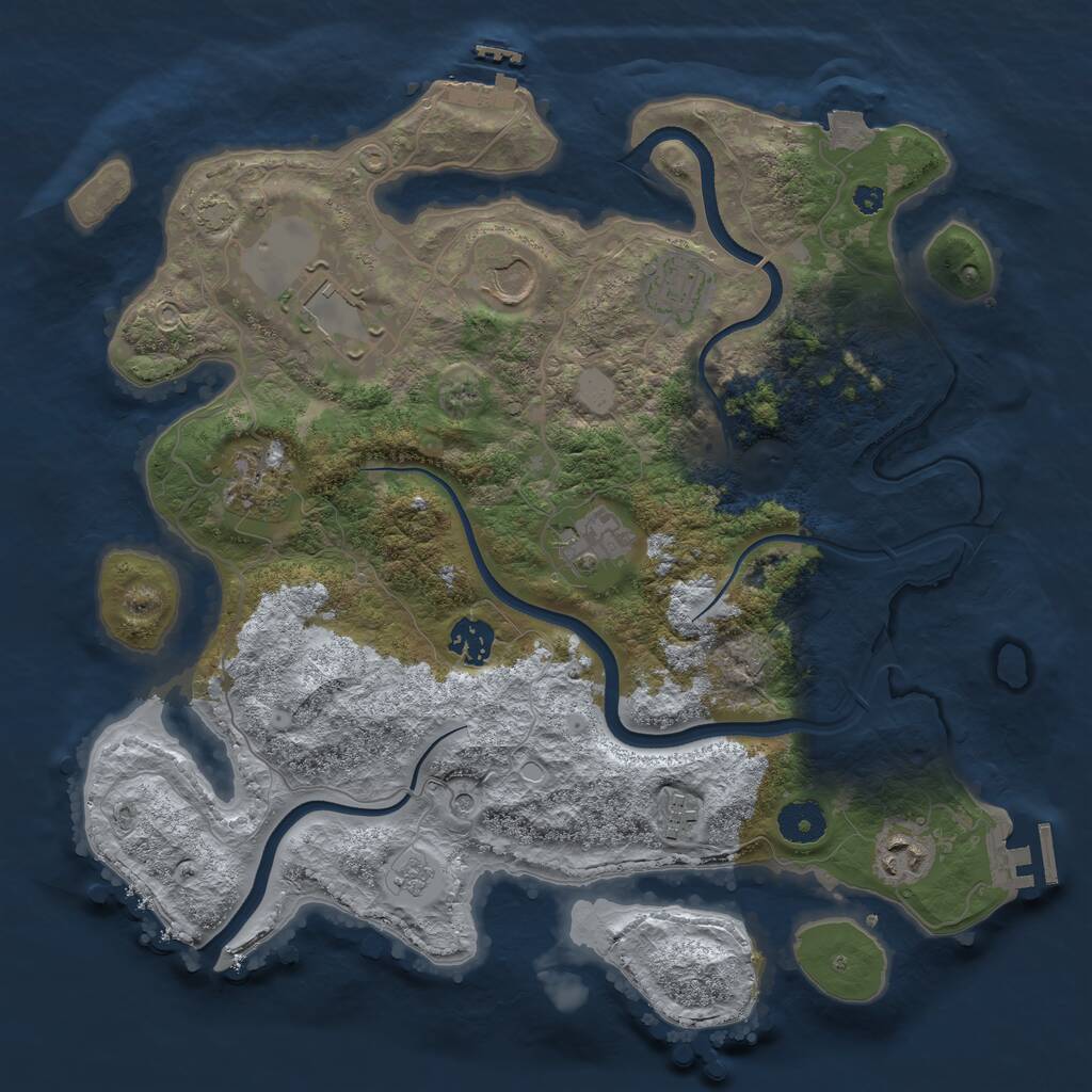 Rust Map: Procedural Map, Size: 3600, Seed: 52722874, 14 Monuments