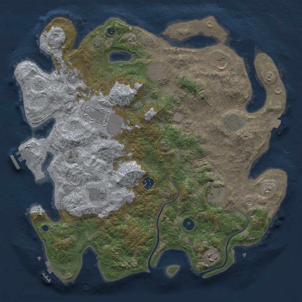 Rust Map: Procedural Map, Size: 3950, Seed: 9080152, 16 Monuments
