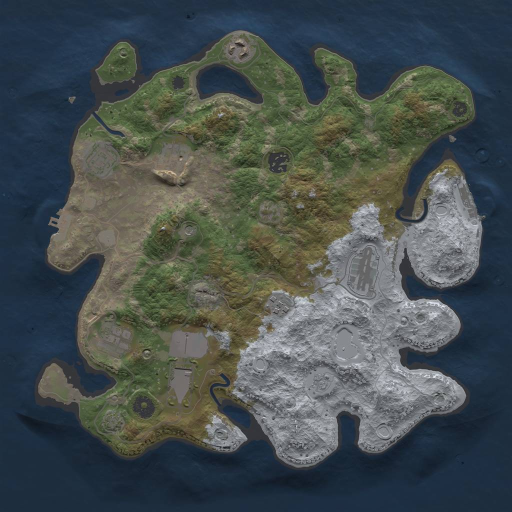 Rust Map: Procedural Map, Size: 3500, Seed: 185207201, 16 Monuments
