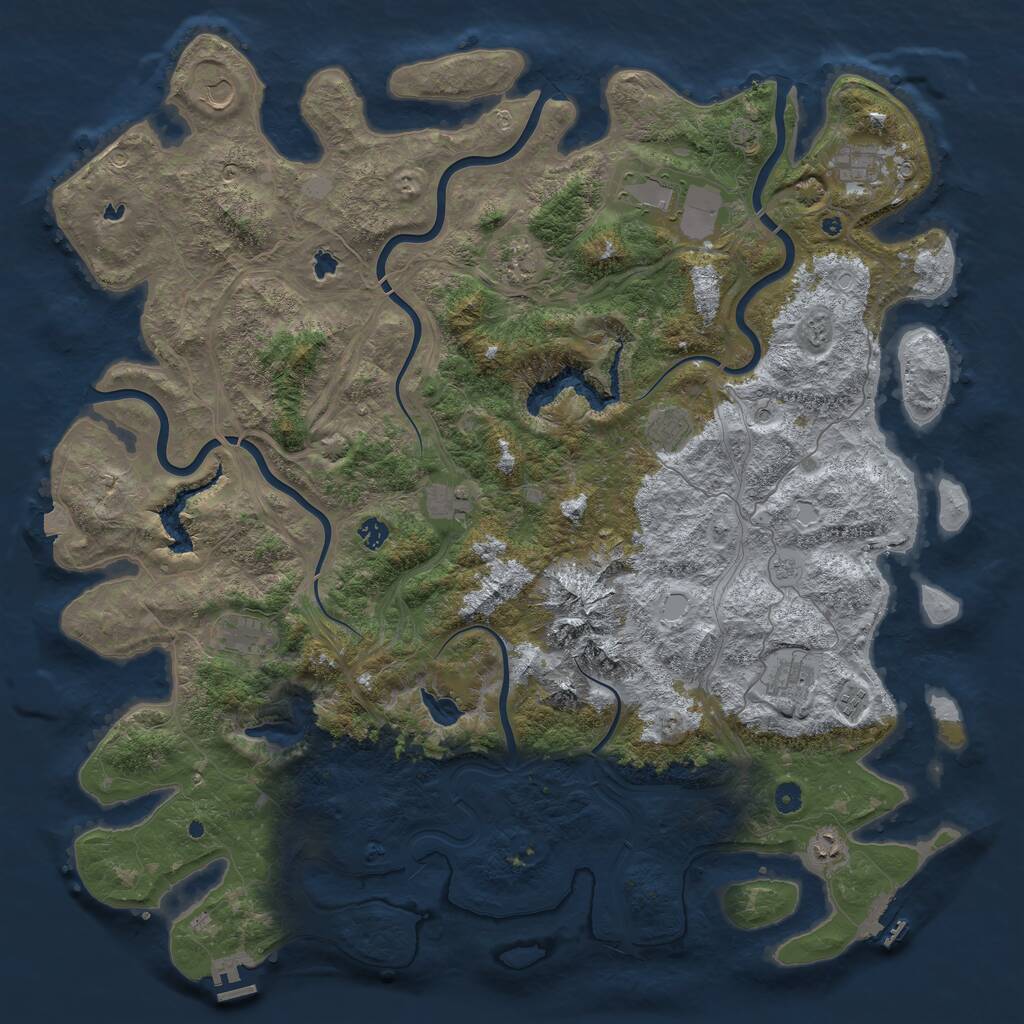 Rust Map: Procedural Map, Size: 5200, Seed: 88666321, 17 Monuments