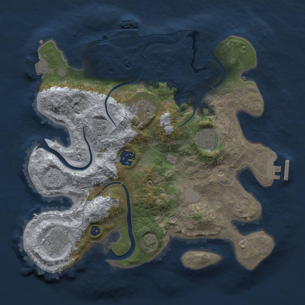 Rust Map: Procedural Map, Size: 3000, Seed: 1105252, 11 Monuments