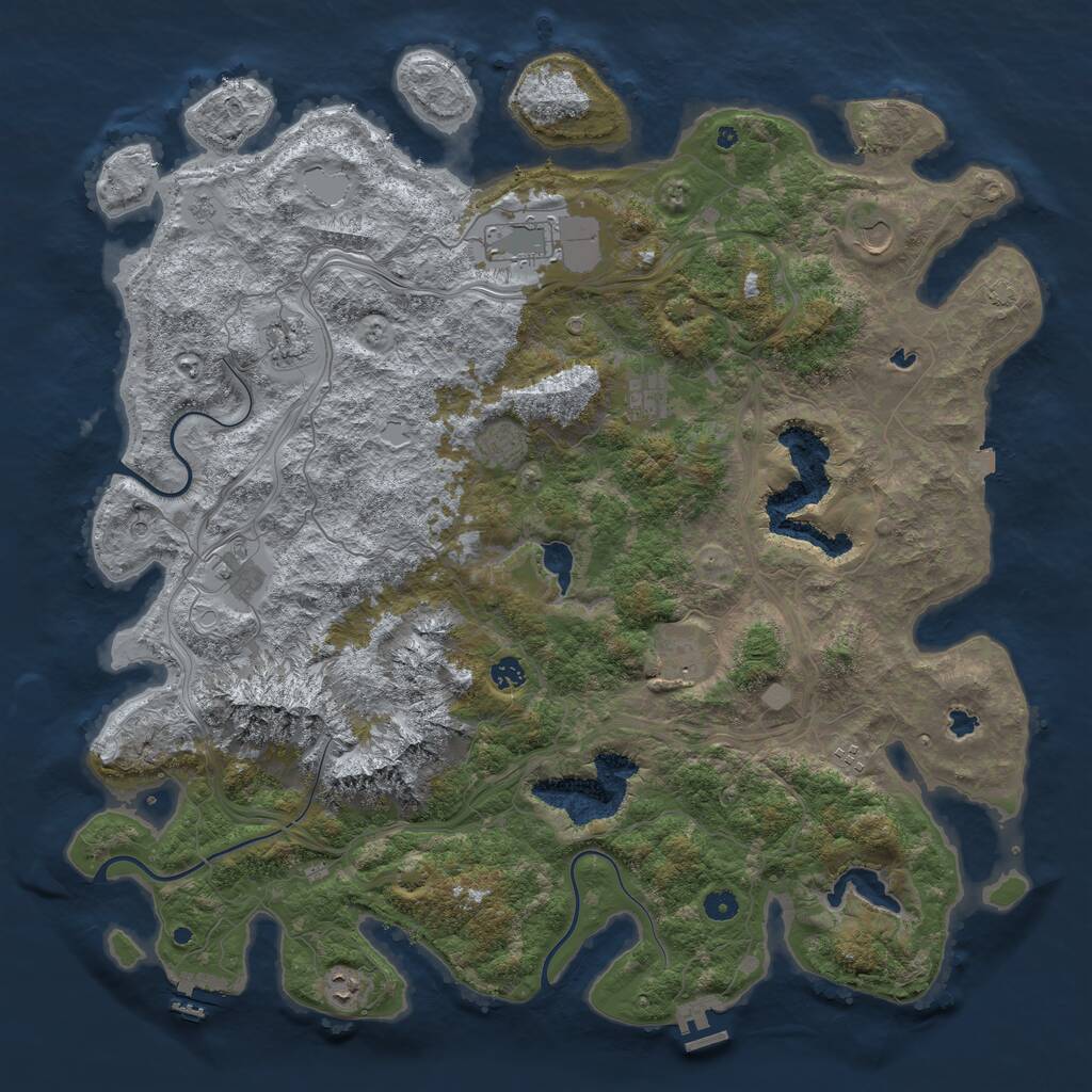 Rust Map: Procedural Map, Size: 5000, Seed: 23523523, 16 Monuments