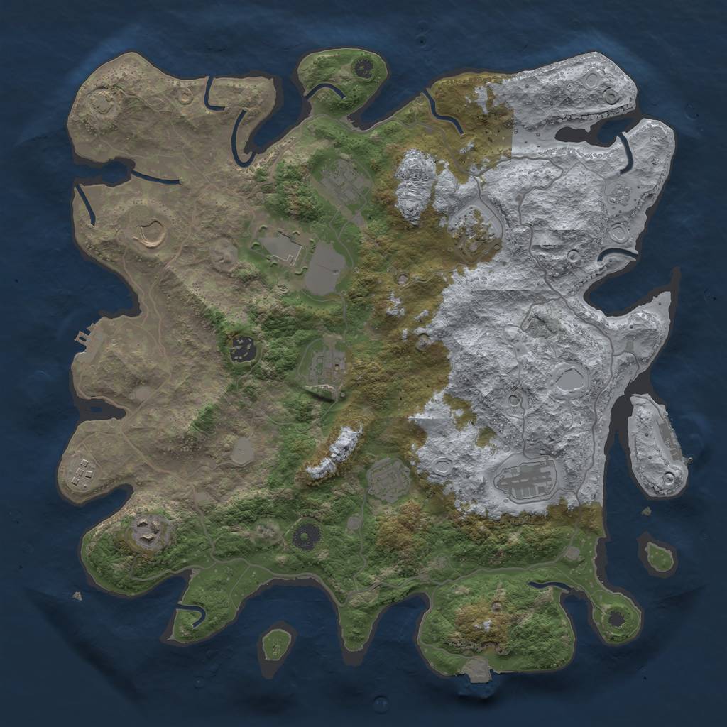 Rust Map: Procedural Map, Size: 4000, Seed: 1564507507, 18 Monuments