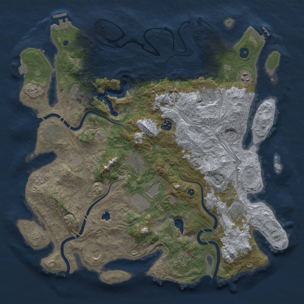 Rust Map: Procedural Map, Size: 4400, Seed: 20618360, 17 Monuments