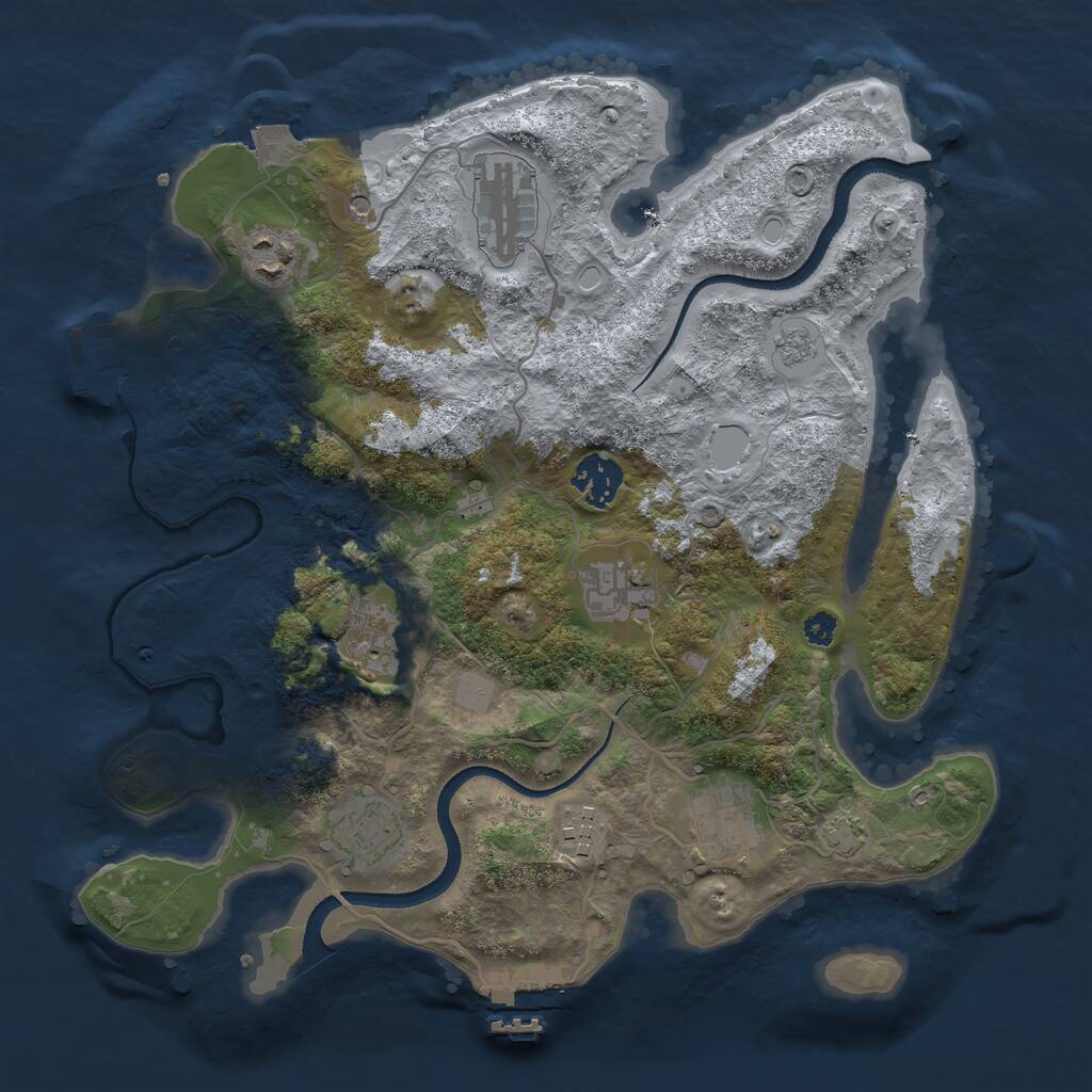 Rust Map: Procedural Map, Size: 3300, Seed: 1693936825, 14 Monuments