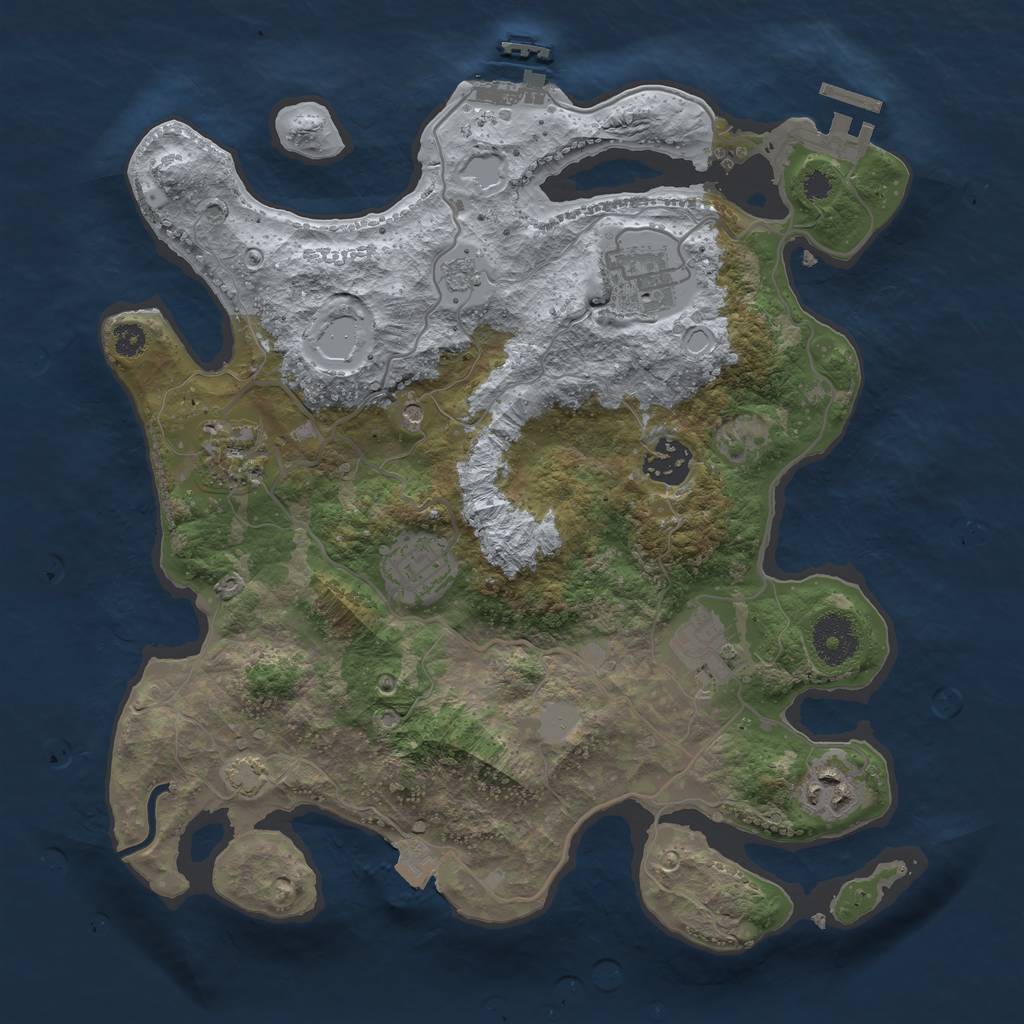 Rust Map: Procedural Map, Size: 3250, Seed: 1147623547, 14 Monuments
