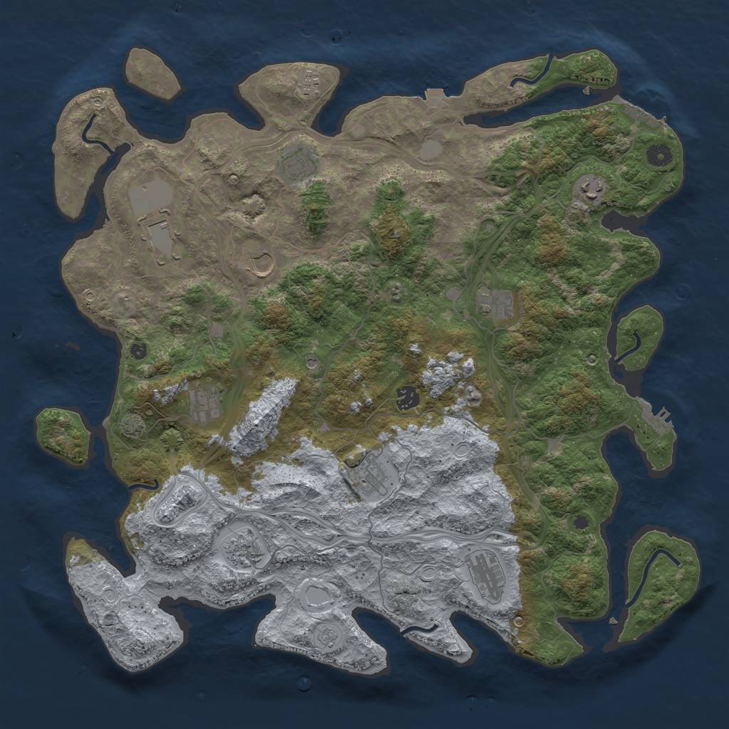 Rust Map: Procedural Map, Size: 4500, Seed: 13293228, 19 Monuments