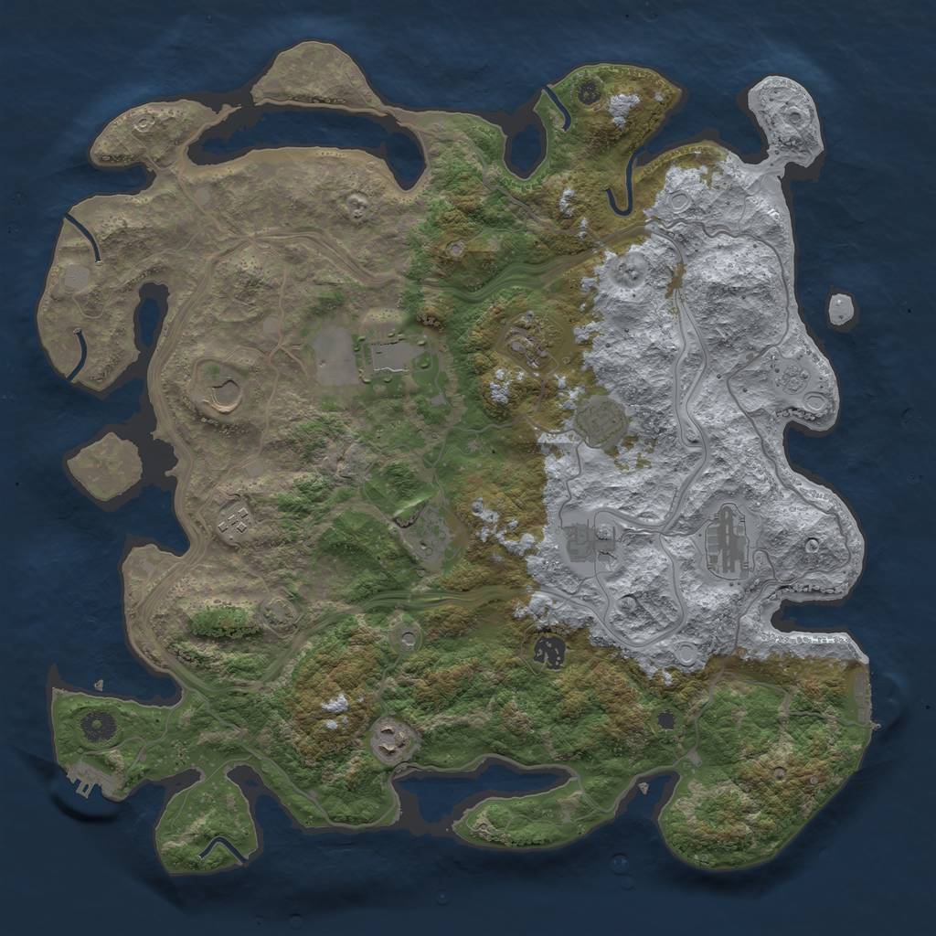 Rust Map: Procedural Map, Size: 4250, Seed: 1265646404, 18 Monuments