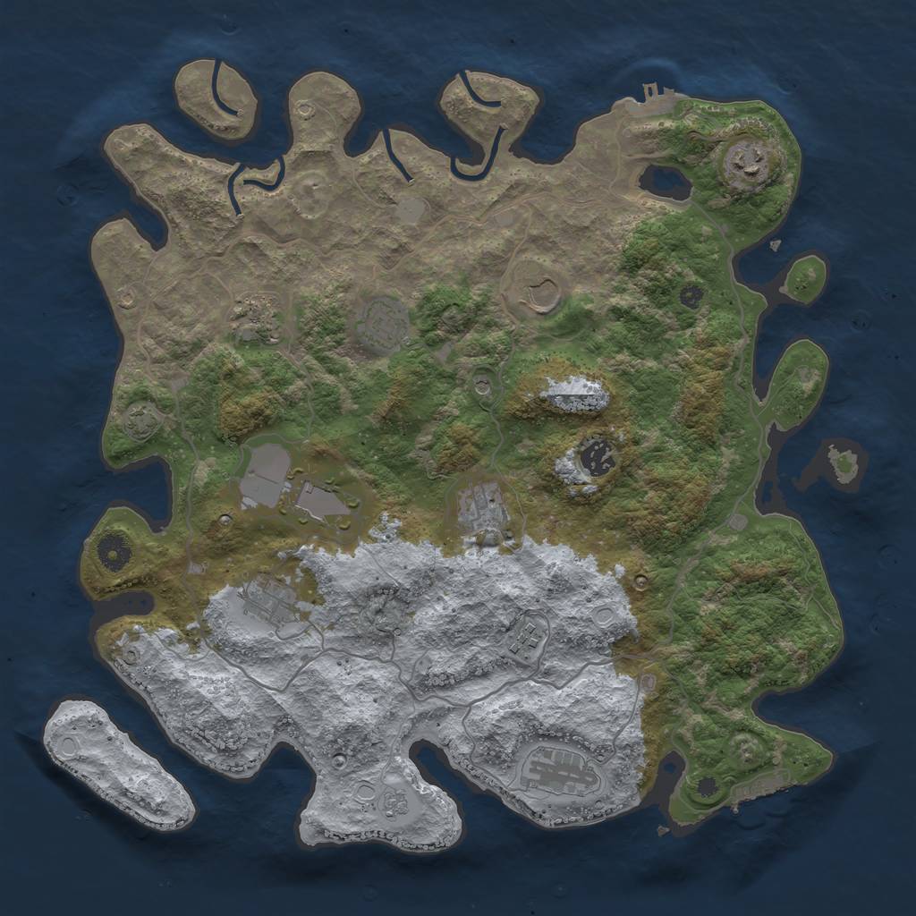 Rust Map: Procedural Map, Size: 4000, Seed: 44287950, 18 Monuments