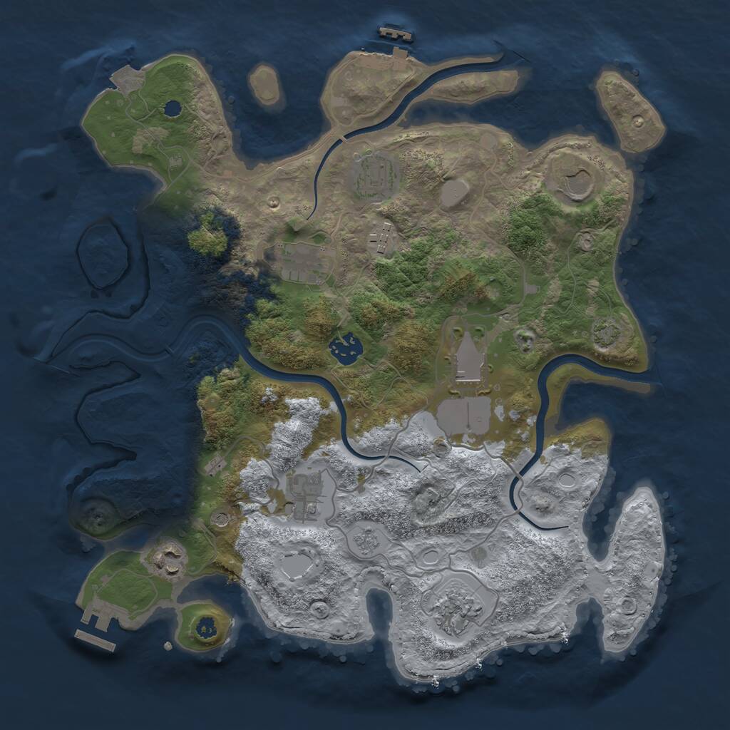 Rust Map: Procedural Map, Size: 3500, Seed: 210357780, 15 Monuments