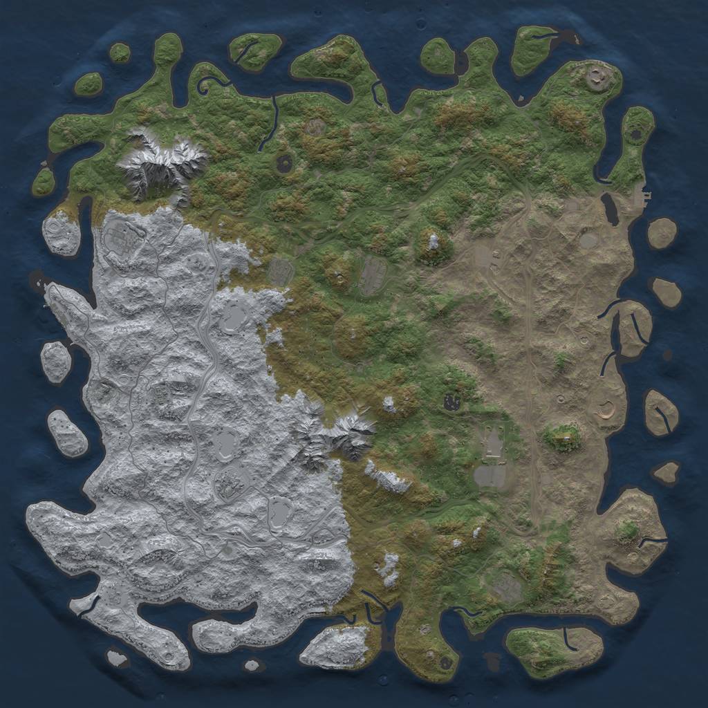Rust Map: Procedural Map, Size: 6000, Seed: 750057, 19 Monuments