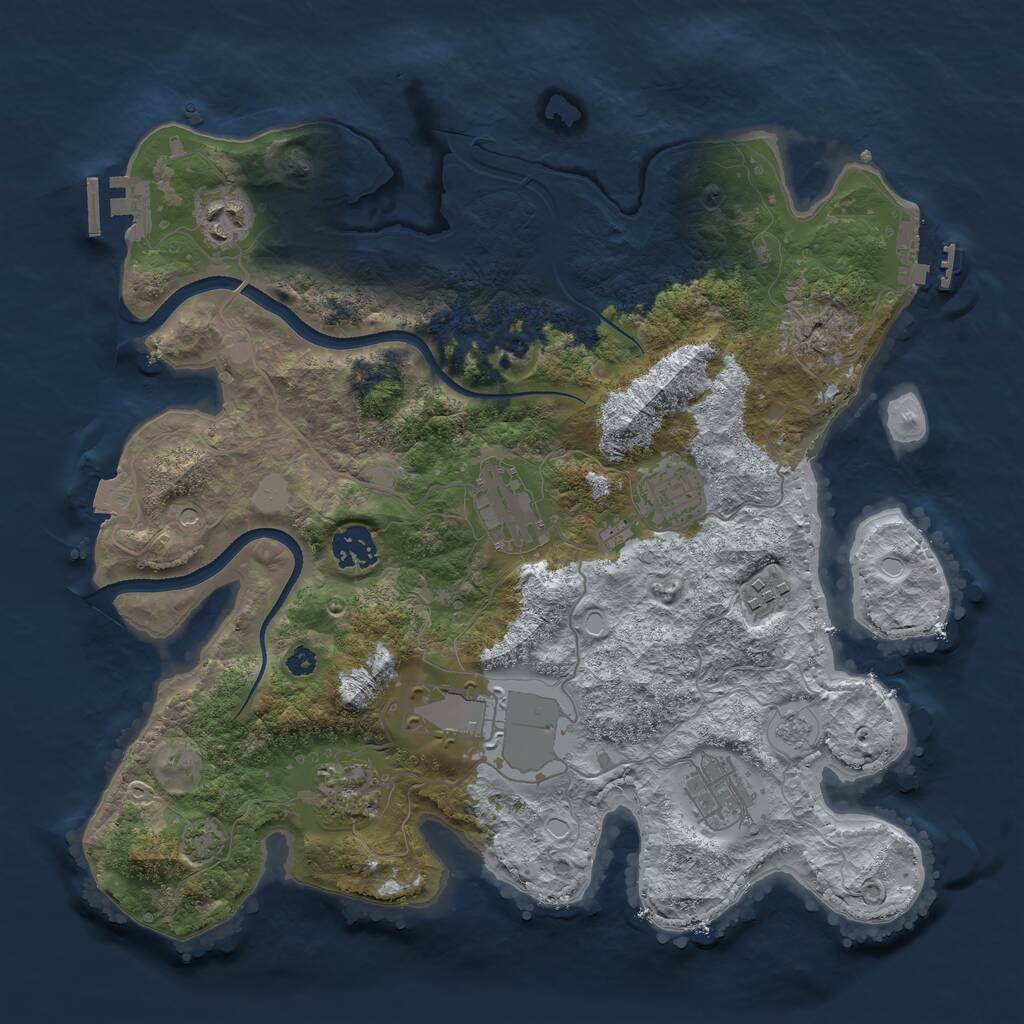 Rust Map: Procedural Map, Size: 3500, Seed: 751984, 14 Monuments