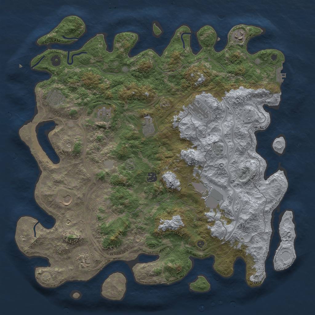 Rust Map: Procedural Map, Size: 4500, Seed: 946065697, 17 Monuments