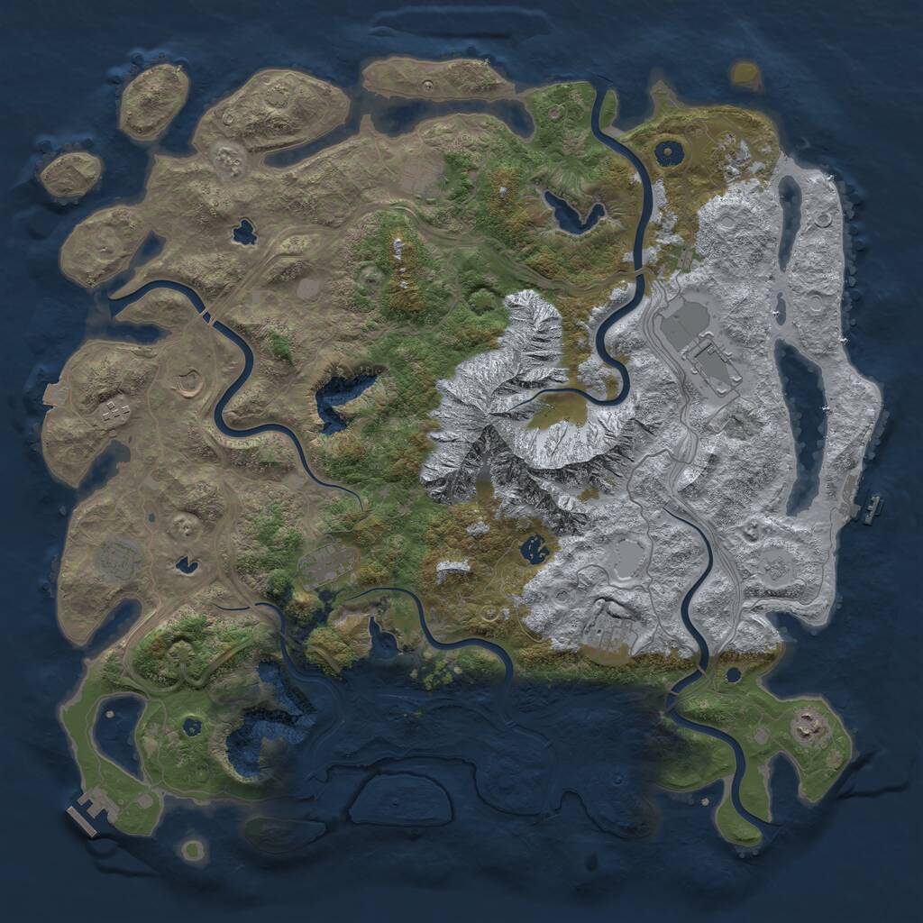 Rust Map: Procedural Map, Size: 5000, Seed: 1800, 16 Monuments