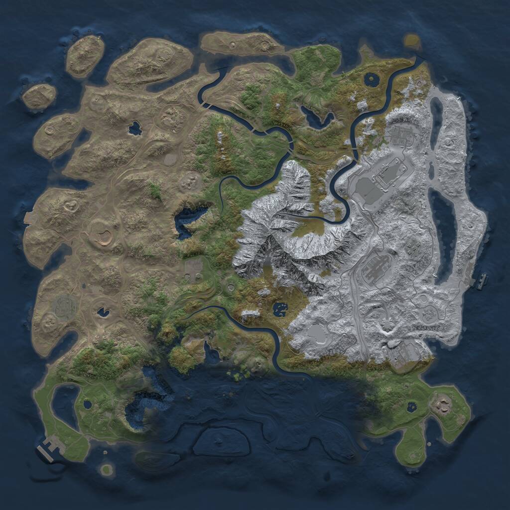 Rust Map: Procedural Map, Size: 5000, Seed: 1800, 17 Monuments