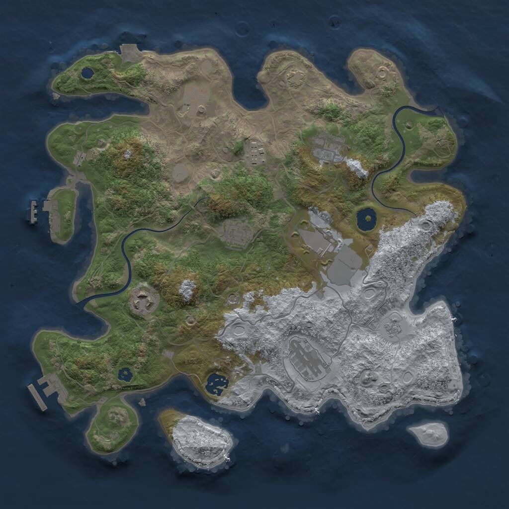 Rust Map: Procedural Map, Size: 3500, Seed: 57661536, 14 Monuments